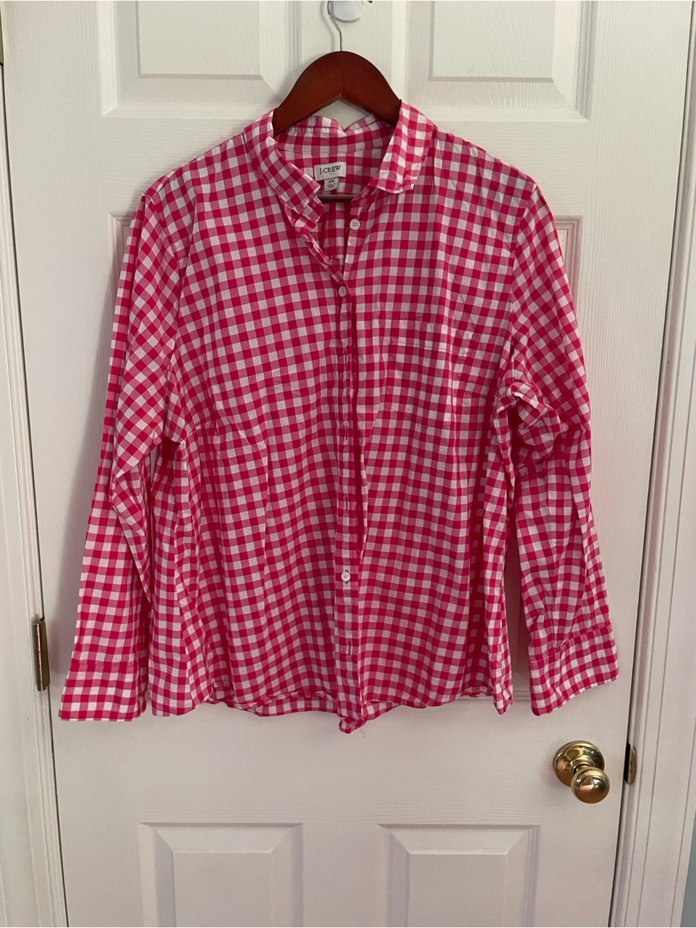 JCrew Women Pink Gingham Button-Down Shirt